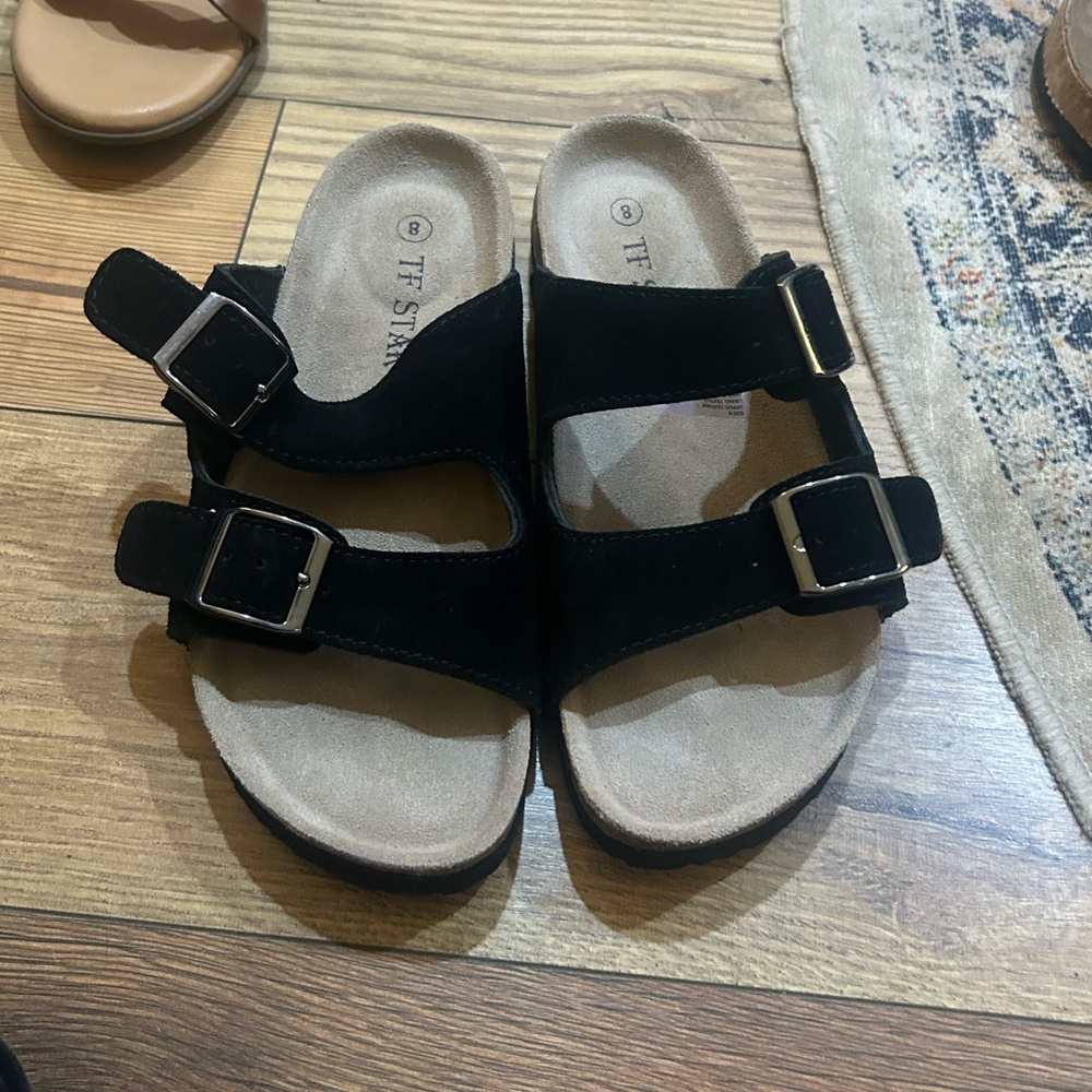 Black Double Buckle Sandals
